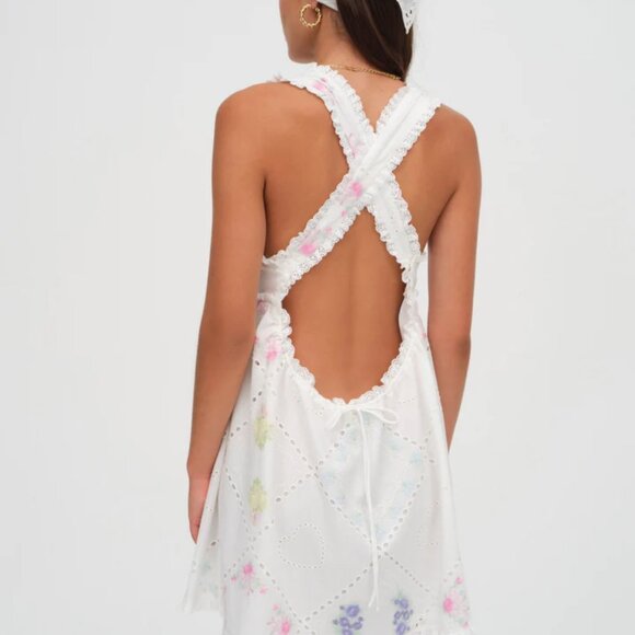 FOR LOVE & LEMONS Andrea Embroidered Mini Floral Dress NWT - Picture 3 of 11